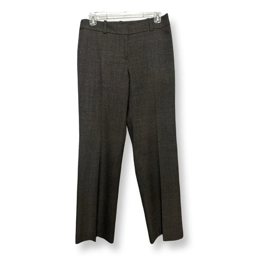 Ann Taylor Womens Dress Career Pants Brown Lined Stretch Flat Front Petites 4P